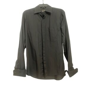 Stacy Adams Black Dress Shirt Size 15 34 35 Cufflink French Cuffs‎ Men's